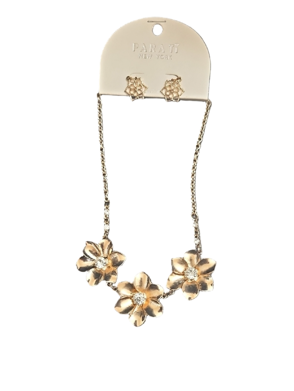 Gold Floral Necklace and Earring Set